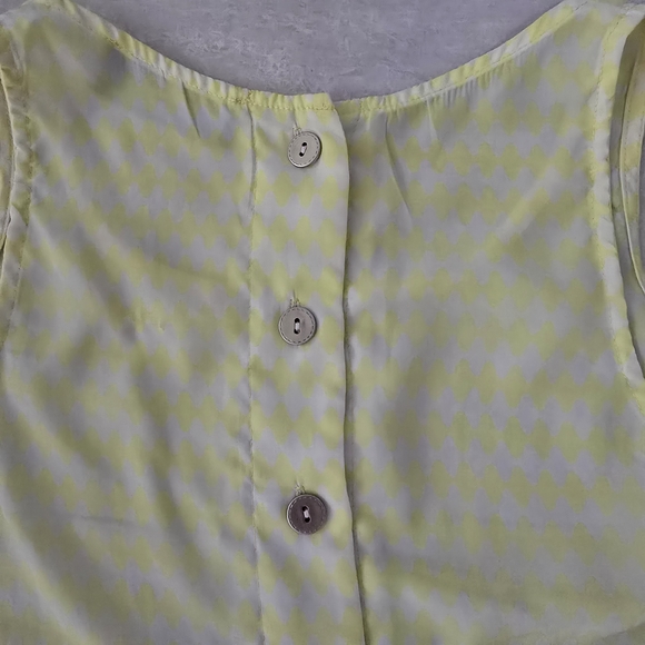 Akira Yellow and White Tank Top with Buttons Down the Back - Size Small - Picture 3 of 5